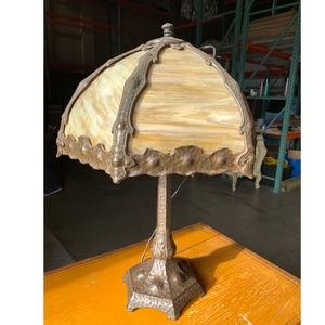 Antique Slag Glass Table Lamp